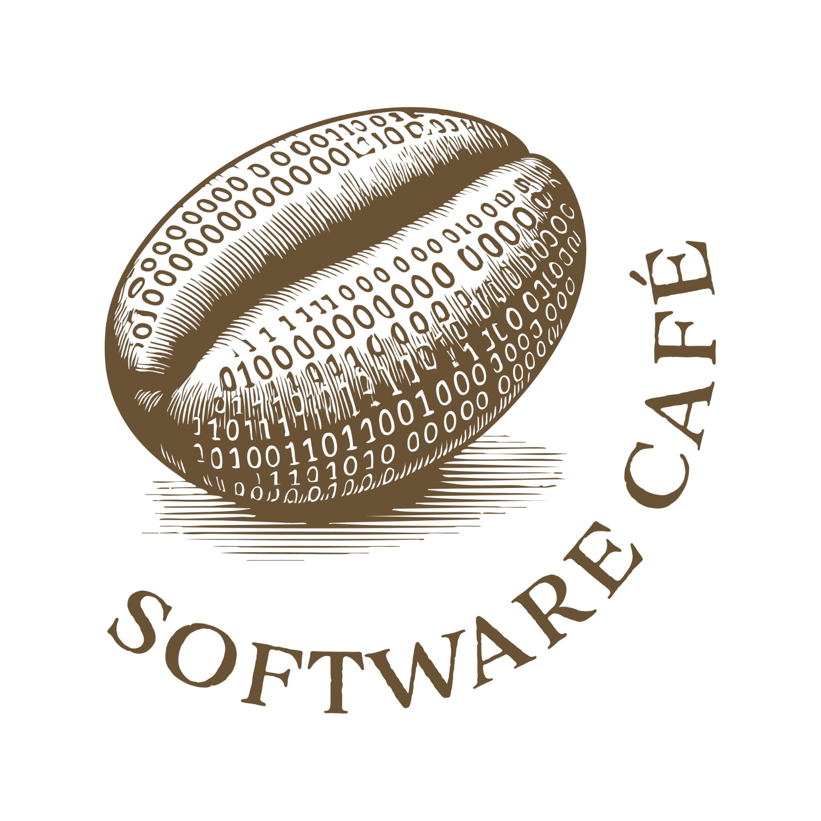 Software Café — Grano de café con código binario